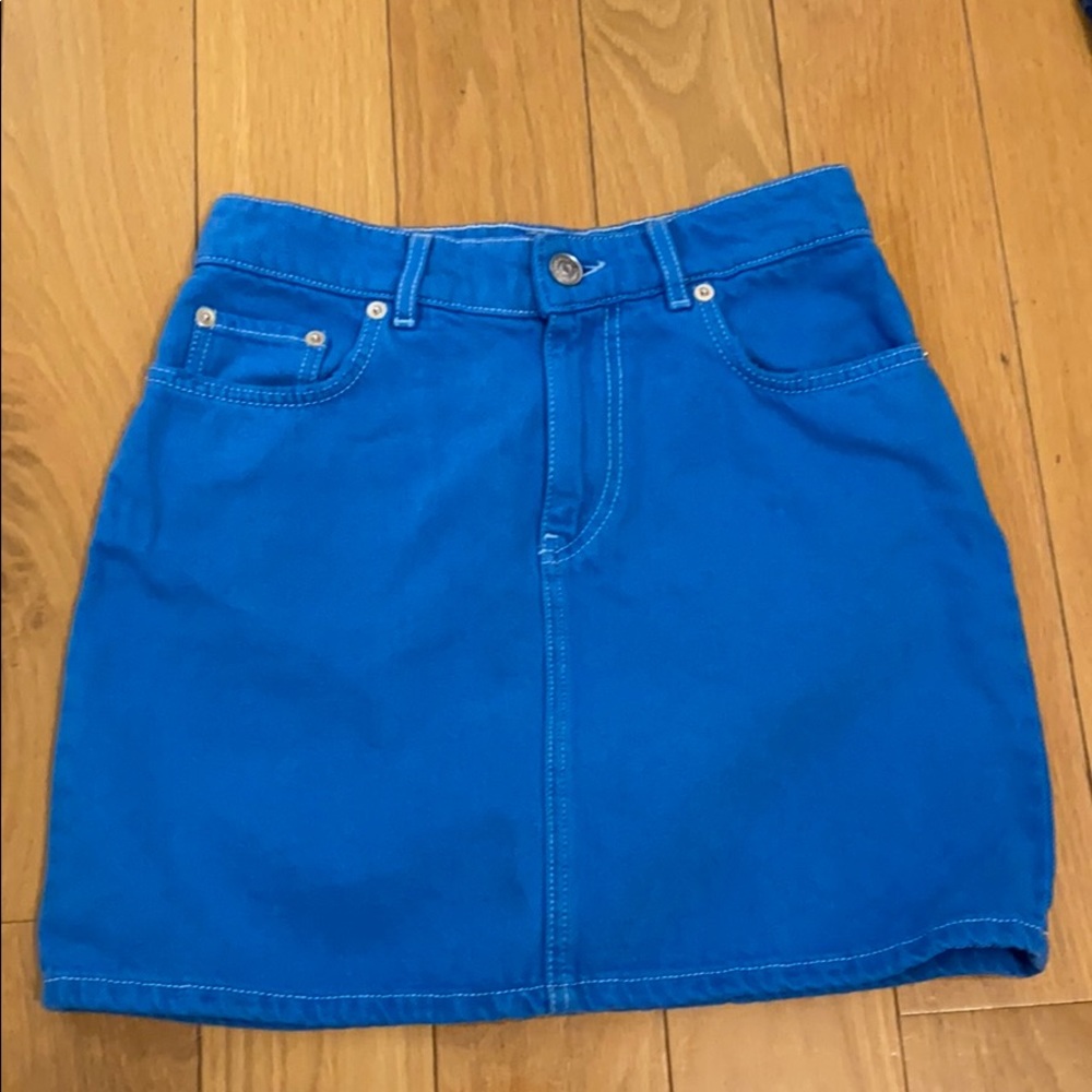 Ganni Bright Blue Denim Mini Skirt